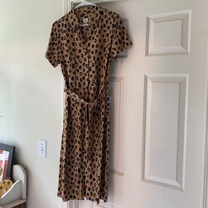 cheetah print button down dress